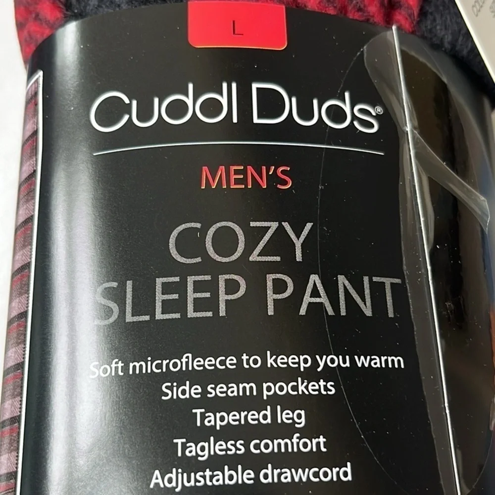 🆕 Men’s Cuddl Duds Cozy Sleep Pant Red Black Checkered Bear Print Size Large